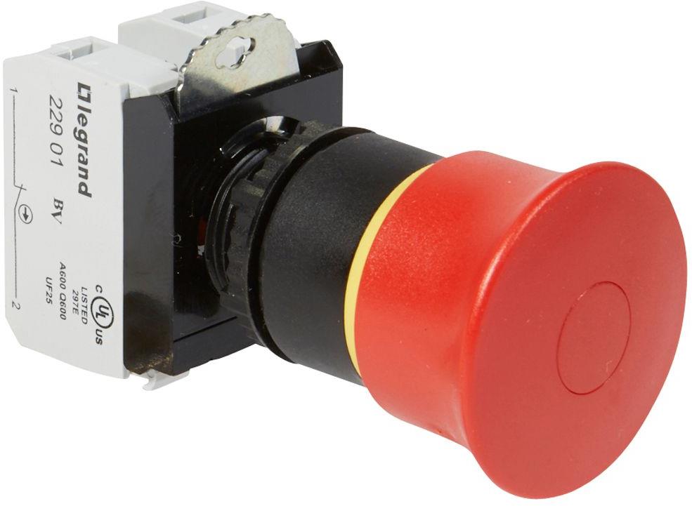 Авариен стоп червен Ф40мм 1NO-1NC освобождаване с издърпване Ø22mm Legrand