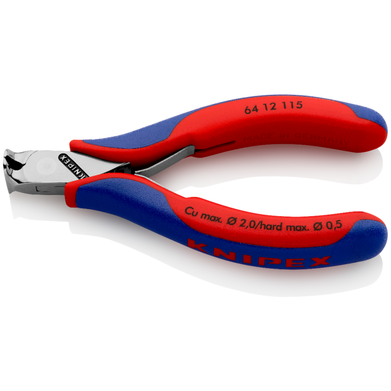 Клещи резачки, синьо-червена ръкохватка 115мм, с отваряща пружина, Knipex