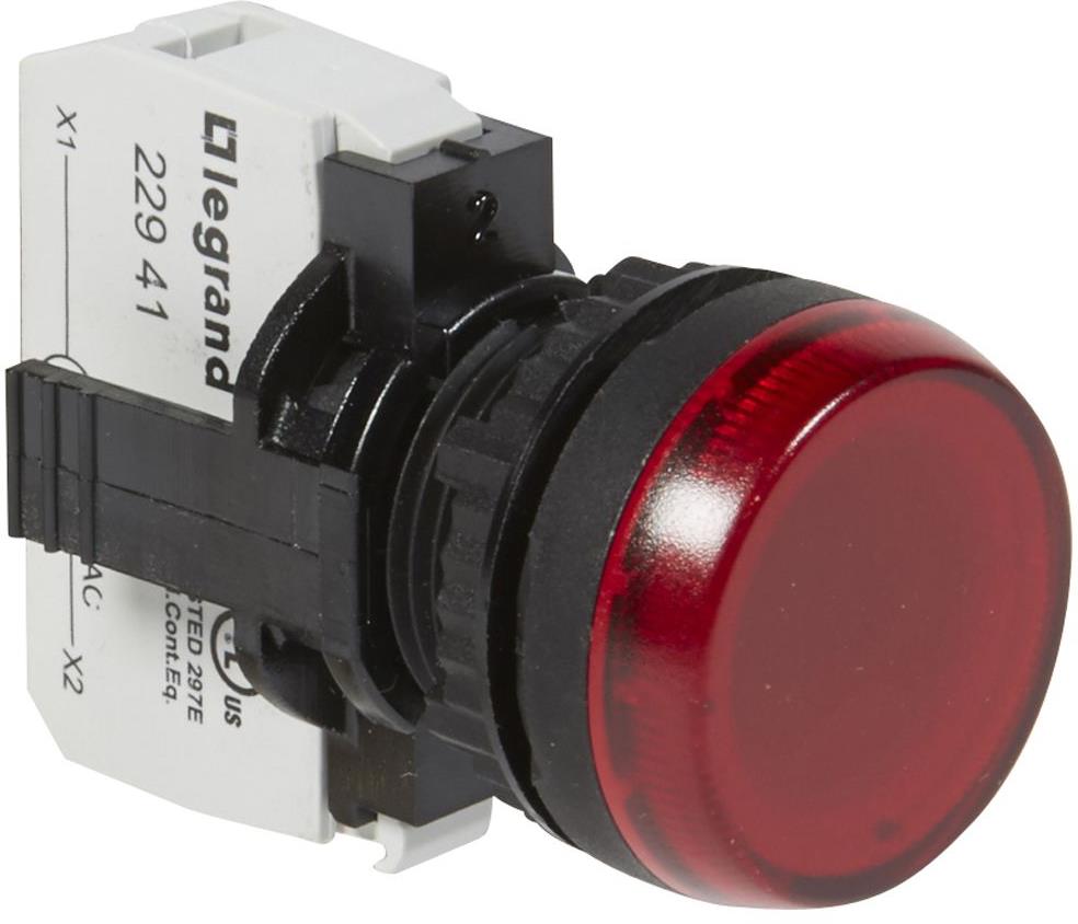 Сигнална лампа LED сглобена червена 230Vac Ø22mm Legrand