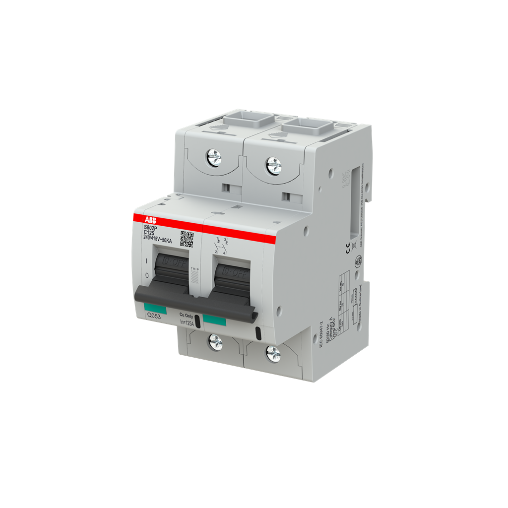 Автоматичен прекъсвач S802P 2P 125A крива С 50kA ABB
