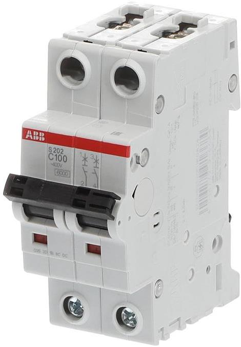 Автоматичен прекъсвач S202 2P 100A крива С 6kA ABB