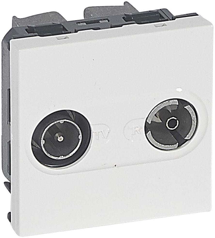 Розетка TV+R преходна 2 мод. цвят бял Mosaic Legrand