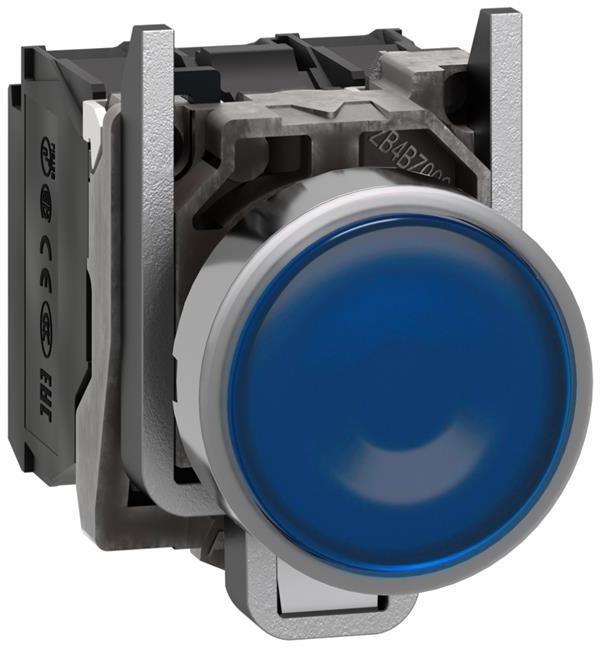 Бутон сглобен син 1NO-1NC светещ 24Vac/dc Ø22mm XB4 SE