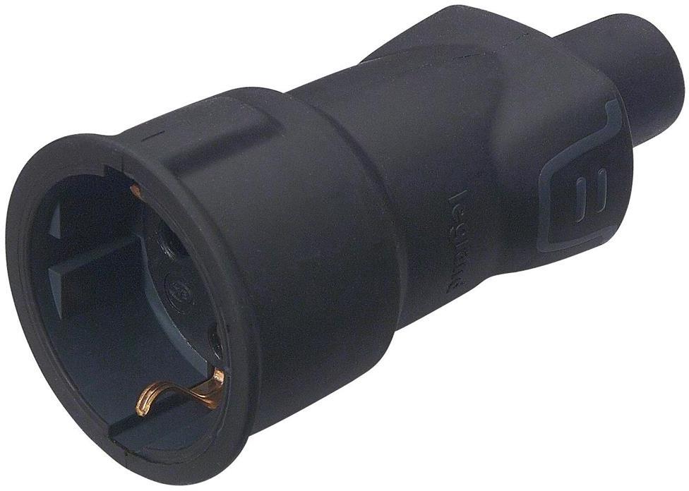 Куплунг черен 2P+Т 16A ІР44 250V гумиран Legrand