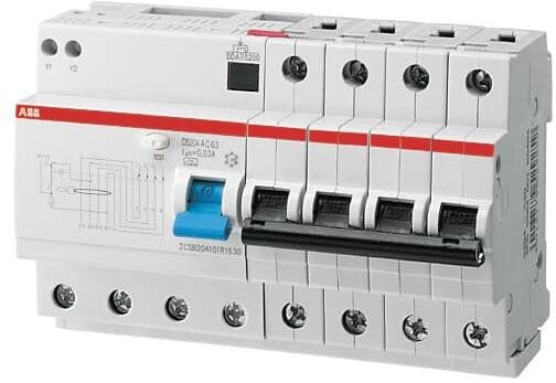ДТЗ комбинирана DS204 4P 40A крива C 30mA тип AC 6kA 8 мод. ABB
