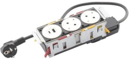 Мебелна кутия с 2х Шуко и USB тип A+C, кабел 2m, 200x80mm, цвят БЯЛ, Incara Disq'In Legrand
