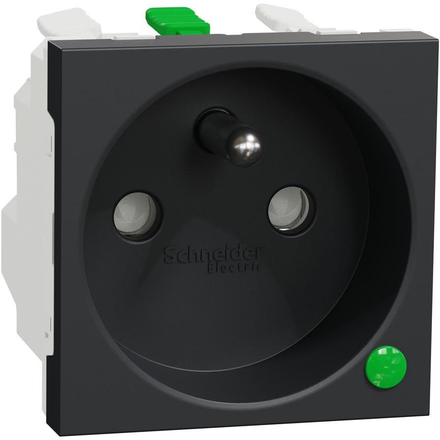 Контакт френски стандарт с детска защита авт. и гръмозащита 2 мод. цвят Антрацит Unica SE