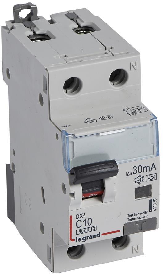 ДТЗ комбинирана DX3 1P+N 10A крива C 30mA тип A 6kA 2 мод. Legrand