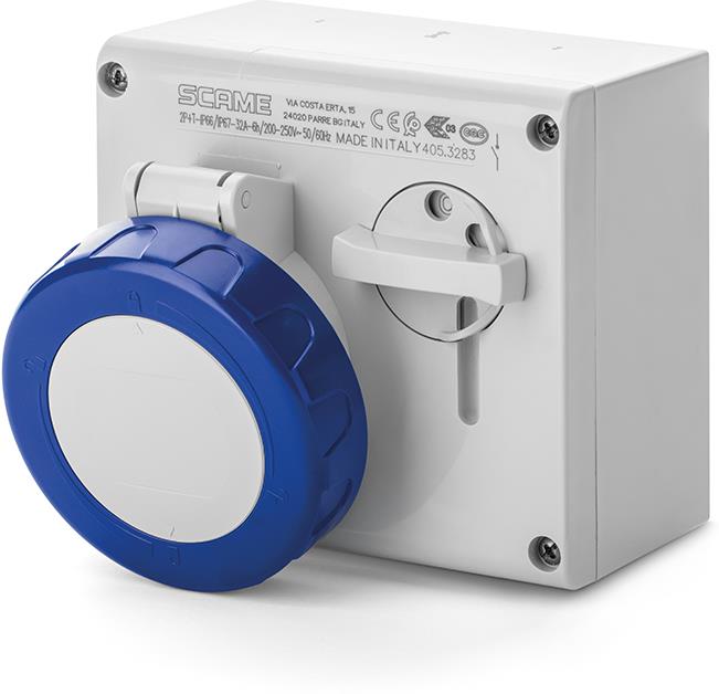 Промишлен контакт 2P+Е 32A IP66 с механична блокировка серия Omnia Scame