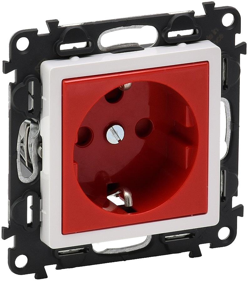 Контакт ШУКО 16A детска защита и тампер цвят червен Valena Life Legrand