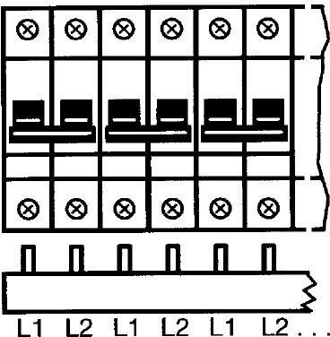 Захранващ гребен PS2 1P+N 16мм2 80A 29 прекъсвача NL ABB