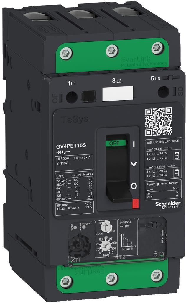 Моторна защита TeSys GV4P 55kW TM 65…115A 25kA EverLink SE