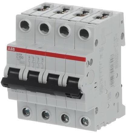Автоматичен прекъсвач S204 4P 100A крива С 6kA ABB