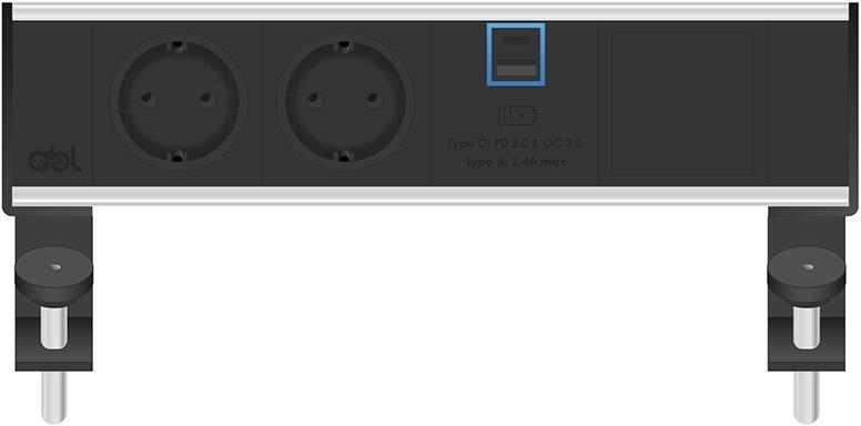 Модул Flexi 4M с 2х Шуко, USB тип A+C Power Delivery 65W и 1х празен модул, цвят Черен, ABL