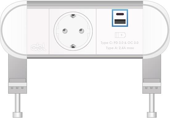 Модул Chroma 2M с 1х Шуко и USB тип A+C Power Delivery 65W, цвят Бял, ABL