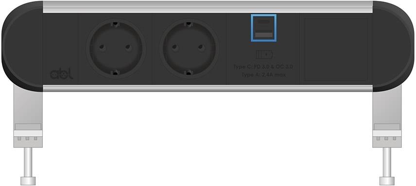 Модул Chroma 4M с 2х Шуко, USB тип A+C Power Delivery 65W и 1х празен модул, цвят Черен, ABL