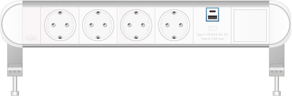Модул Chroma 6M с 4х Шуко, USB тип A+C Power Delivery 65W и 1х празен модул, цвят Бял, ABL