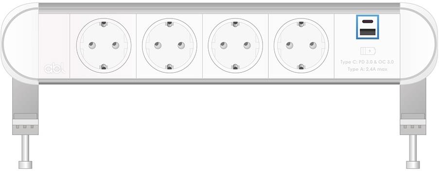 Модул Chroma 5M с 4х Шуко и USB тип A+C Power Delivery 65W, цвят Бял, ABL
