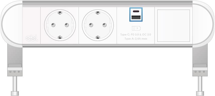Модул Chroma 4M с 2х Шуко, USB тип A+C Power Delivery 65W и 1х празен модул, цвят Бял, ABL