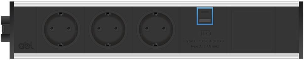 Модул Link 5M с 3х Шуко, USB тип A+C Power Delivery 65W и 1х празен модул, цвят Черен, ABL