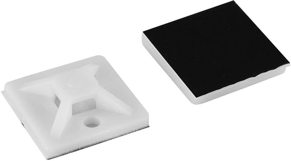 Основа за кабелна връзка 3.6мм лепяща 20х20мм бяла с дебелина 6.1мм 25 броя Commel