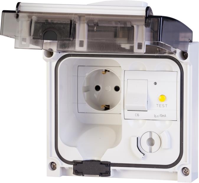 Контакт шуко 16A с ДТЗ, IP56, серия Omnia Plus, Scame