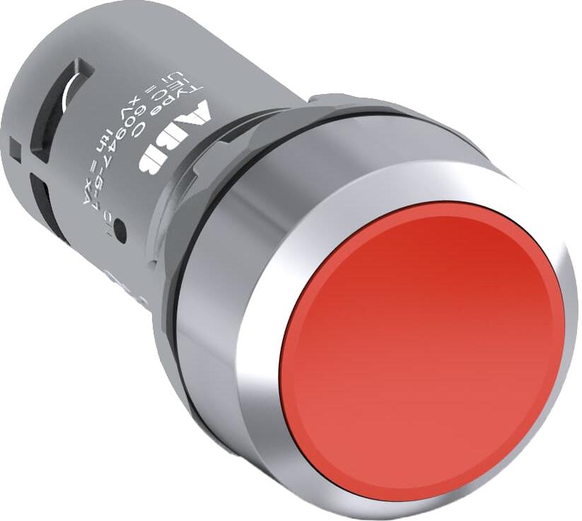 Бутон червен CP1-30R-20 2NO хромиран ринг Ø22mm Compact ABB