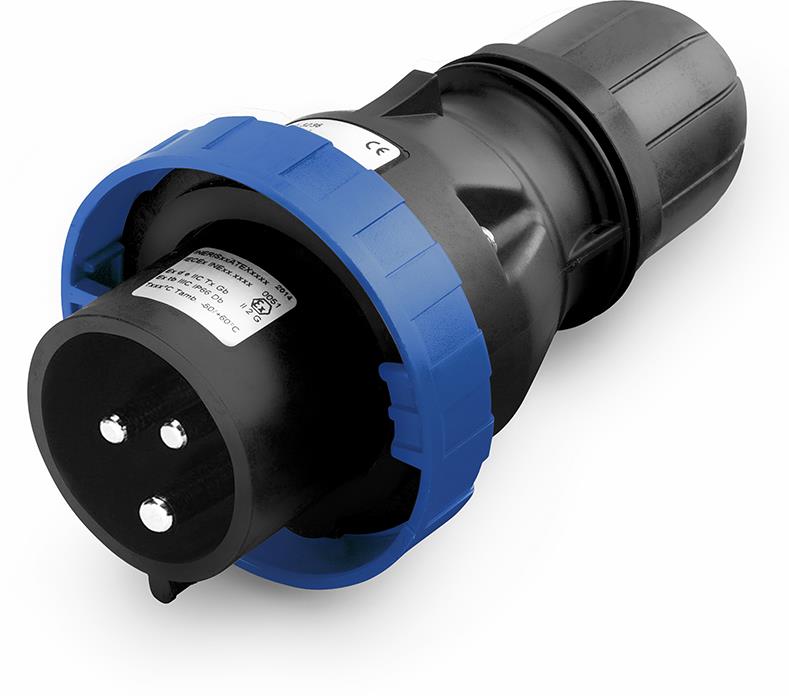 Взривозащитен щепсел 2P+Е 16A EX II 2D зона 21/22 IP66/IP67 Scame