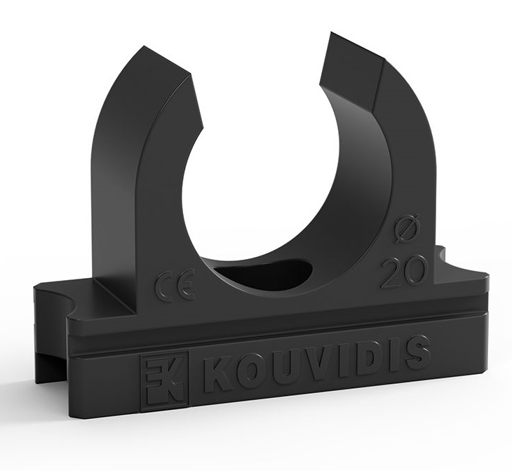 Скоба за тръба ф20мм цвят Черен DUROSOL Kouvidis