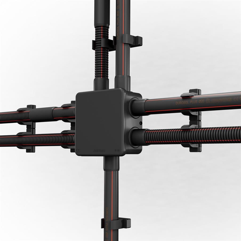 Разклонителна кутия открит монтаж 67x67x38мм IP55 цвят Черен PO DUROSOL Kouvidis