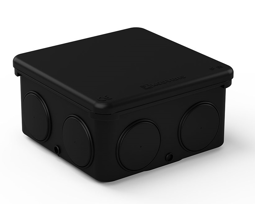 Разклонителна кутия открит монтаж 67x67x38мм IP55 цвят Черен PO DUROSOL Kouvidis