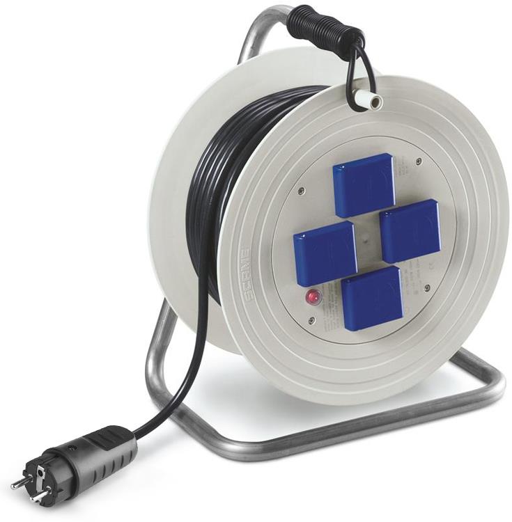 Макара индустриална IP20 серия ROLLER 330 кабел H05VV-F 30 метра х 2,5мм2 вход шуко 2P+E 16A и изход 4х 2P+Е 16A шуко Scame