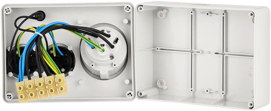 Табло сглобено с индустриални контакти, стенен монтаж, серия ADAPTO 1х 3P+N+E 32A и 2х Шуко Scame