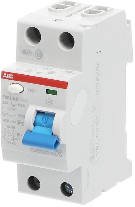 ДТЗ 2P 63A 300mА серия F202 тип F ABB