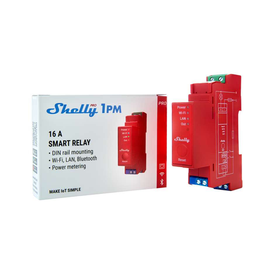 Импулсно Smart реле 1х On/Off 16A с мерител за DIN монтаж Shelly PRO 1PM - 268018S
