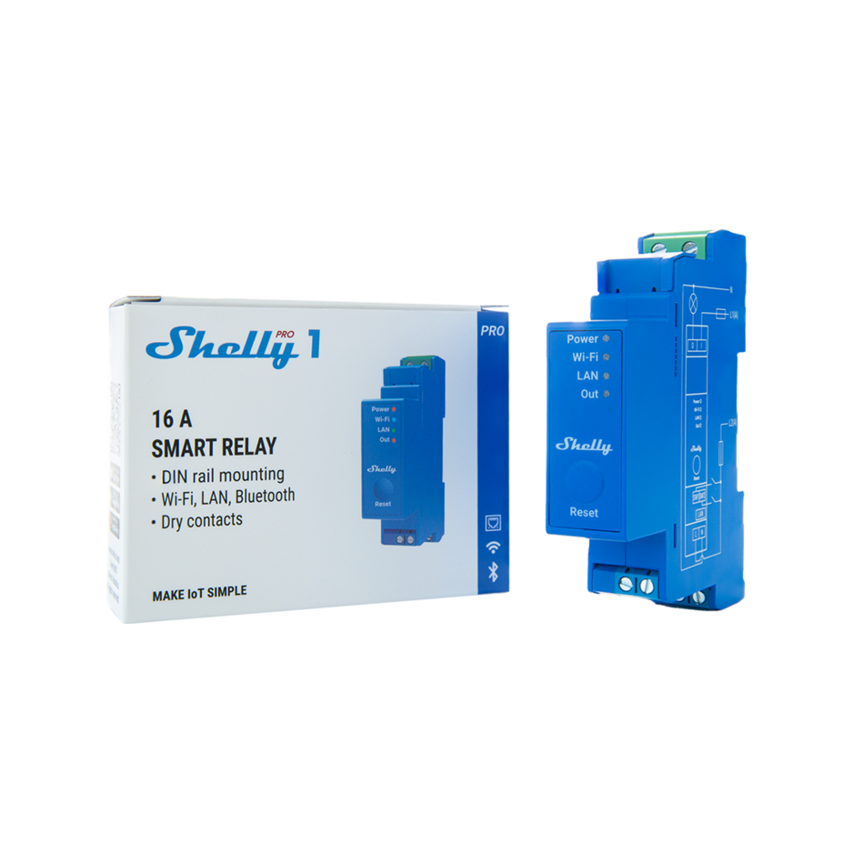 Импулсно Smart реле 1х On/Off 16A за DIN монтаж Shelly PRO 1 - 268001S