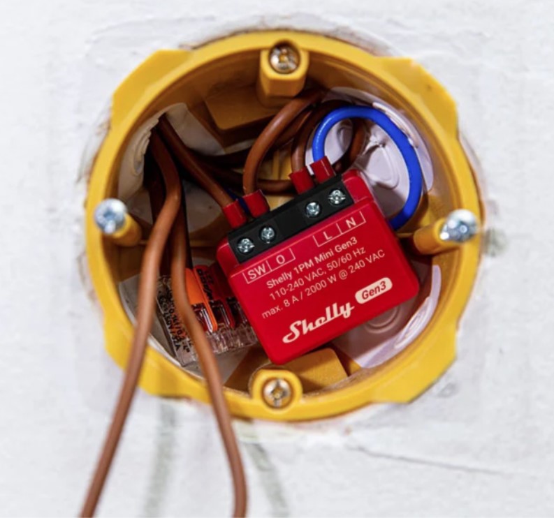 Микромодул Smart реле 1х On/Off 8A с мерител изисква неутрала Shelly 1PM Mini Gen3 - 261590S