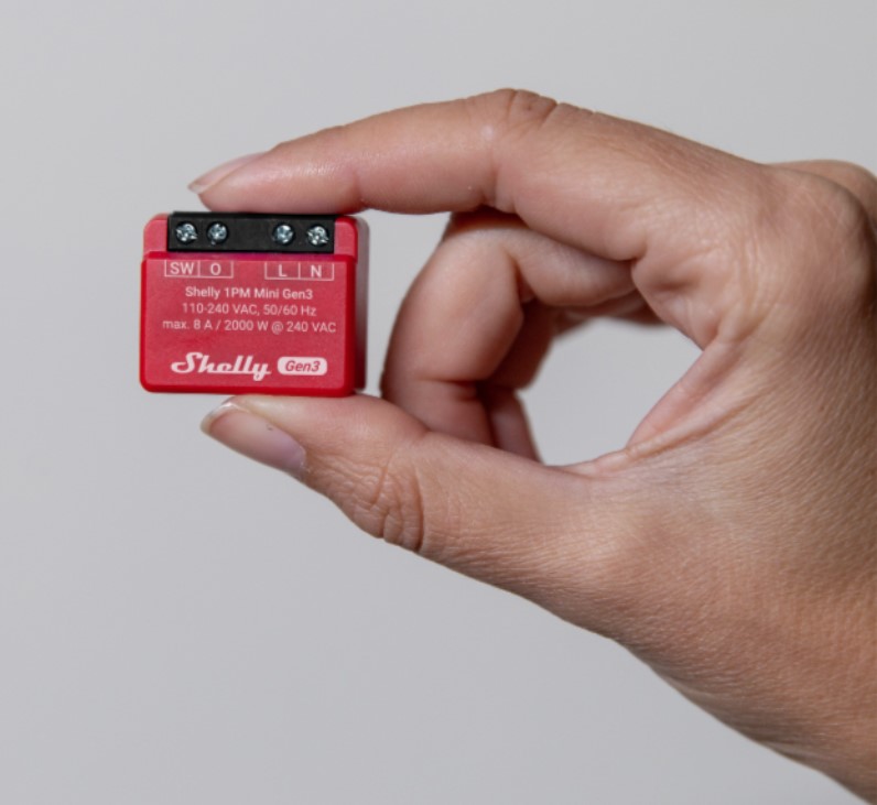 Микромодул Smart реле 1х On/Off 8A с мерител изисква неутрала Shelly 1PM Mini Gen3 - 261590S