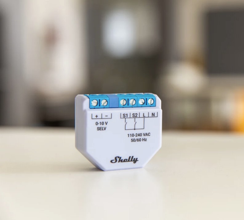 Микромодул Smart реле 1х димер 0-10V изисква неутрала Shelly Plus 0-10V Dimmer - 265703S