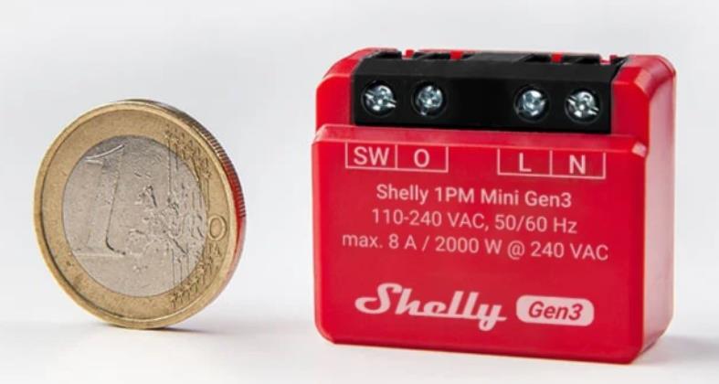 Микромодул Smart реле 1х On/Off 8A с мерител изисква неутрала Shelly 1PM Mini Gen3 - 261590S