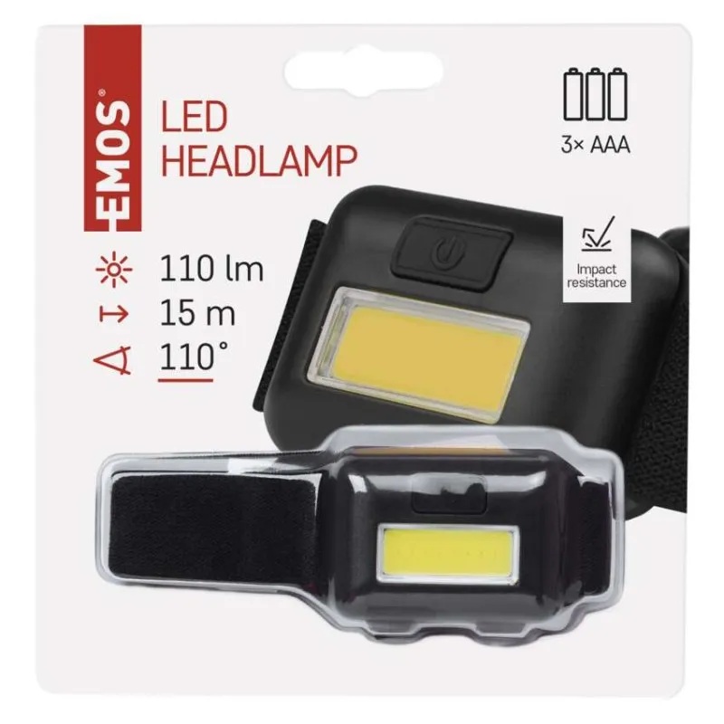 Челник за глава LED 110lm 15м 110° 20ч батерии 3× AAA IP20 EMOS