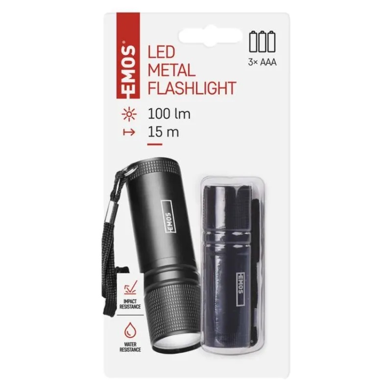Фенерче LED 100lm 15м 35ч батерии 3× AAA алуминий IP43 EMOS