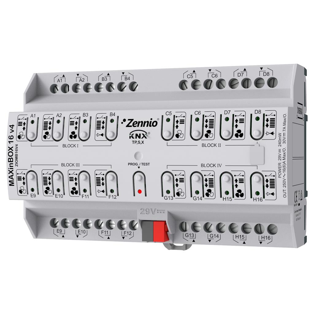 MAXinBOX 16 v4. Многофункционален актуатор KNX Secure 8DIN 16 изх.16A Zennio