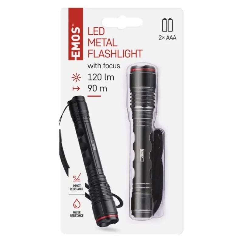 Фенерче LED 120lm 90м 7ч батерии 2× AAA алуминий IP44 EMOS