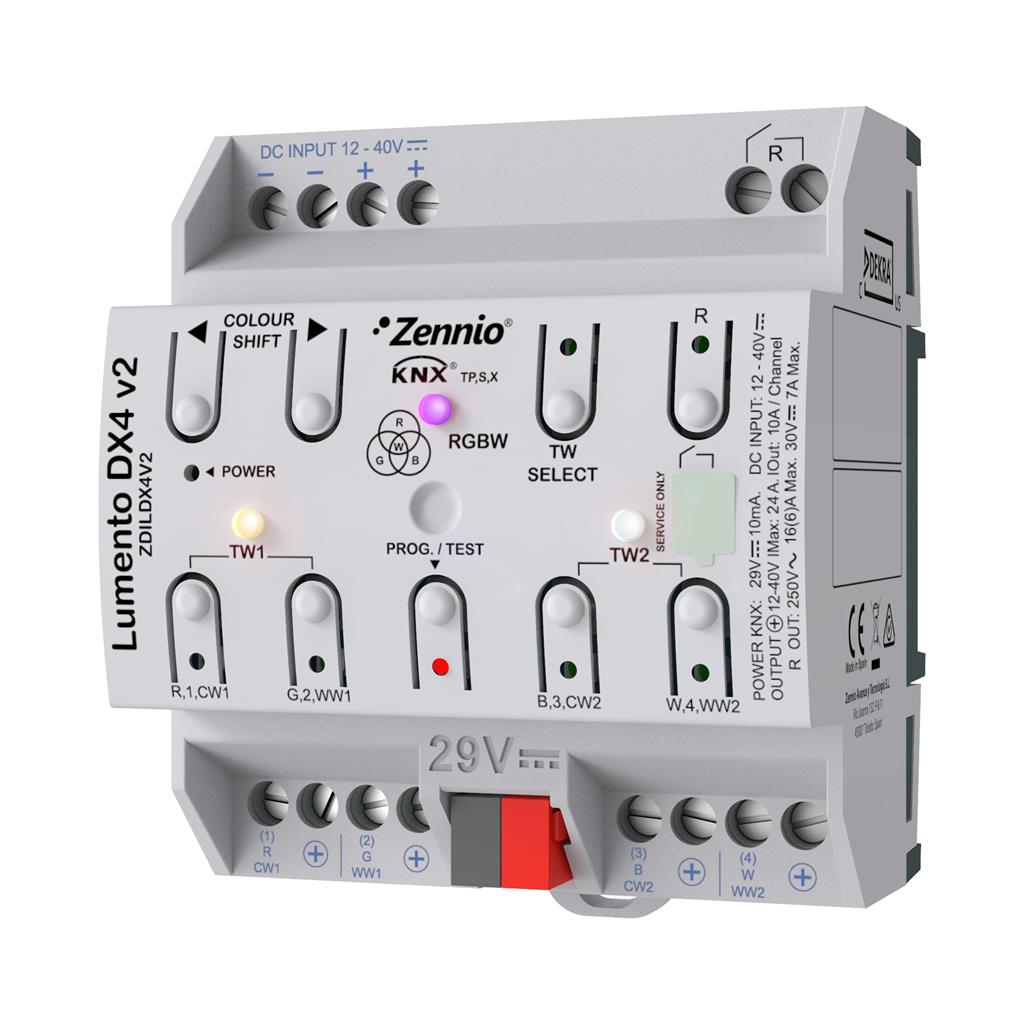 Димер Lumento DX4 v2. 4-канала PWM за DC LED 4,5DIN KNX Zennio