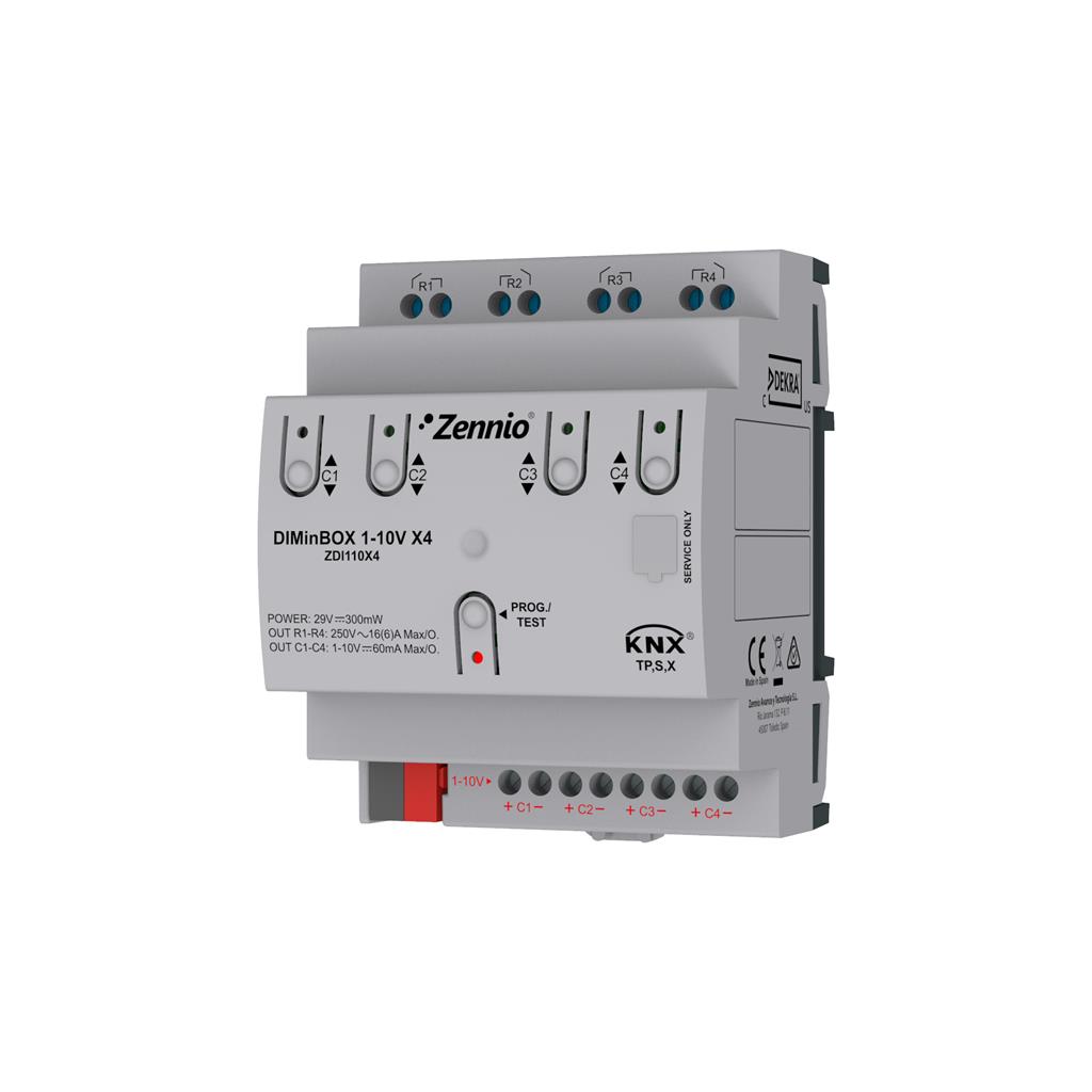 Димер 1-10V с ръчно управление DIMinBOX 1-10V4 4DIN KNX Zennio