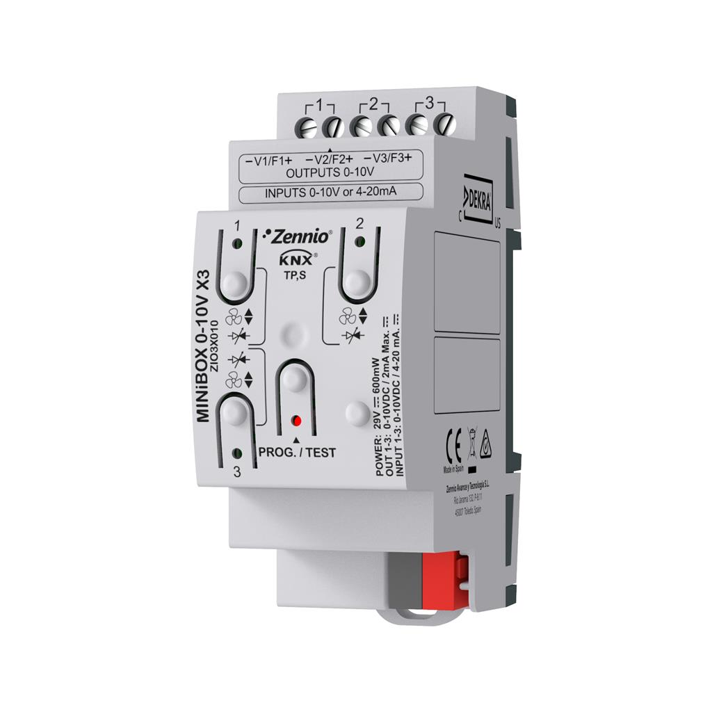 MINiBOX 0-10V X3. Актуатор 0-10V 3 канала вход/изход 2DIN KNX Zennio