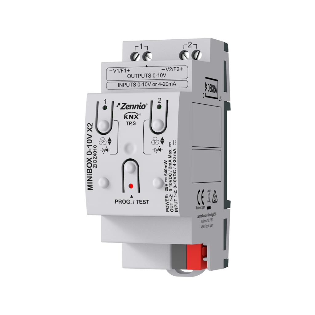 MINiBOX 0-10V X2. Актуатор 0-10V 2 канала вход/изход 2DIN KNX Zennio