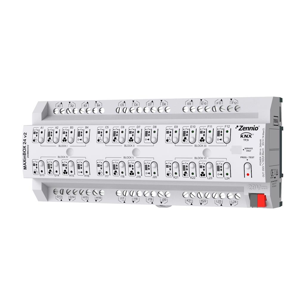 MAXinBOX 24 v2. Многофункционален актуатор KNX 12DIN 24 изх.16A Zennio