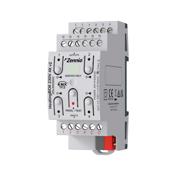 Актуатор вентили с ръчно управление HeatingBOX 4x 240VAC 4DIN KNX Zennio
